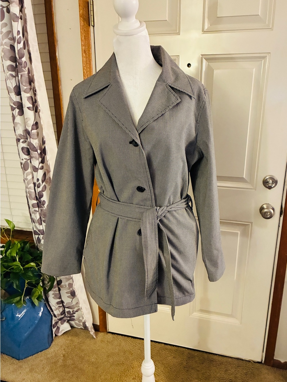Eddie Bauer Gray Belted Trench Jacket